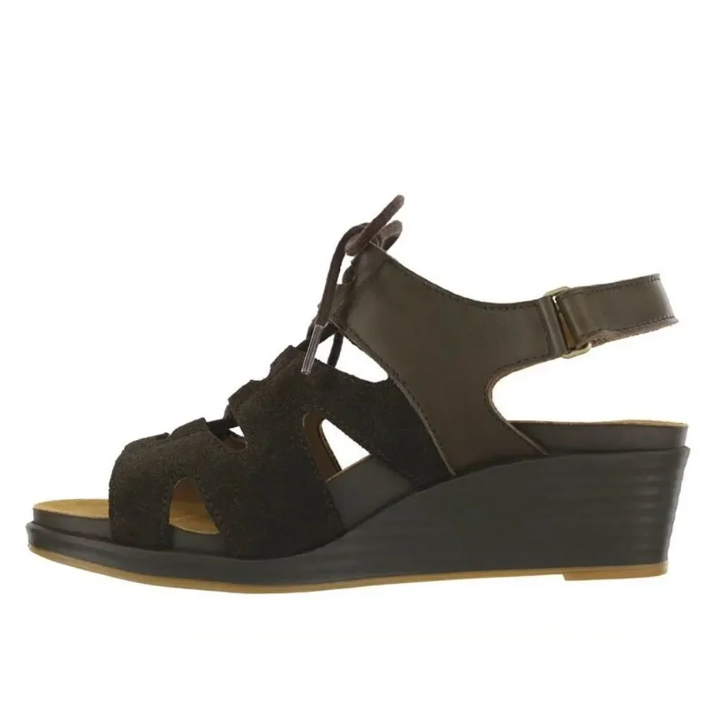 SAS Sedona Sandals Wedges Shoes Woodlands Brown Leather Suede NIB 10.5